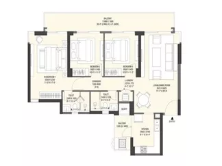 Pardos Sakura Floor Plan 3 BHK + 2T